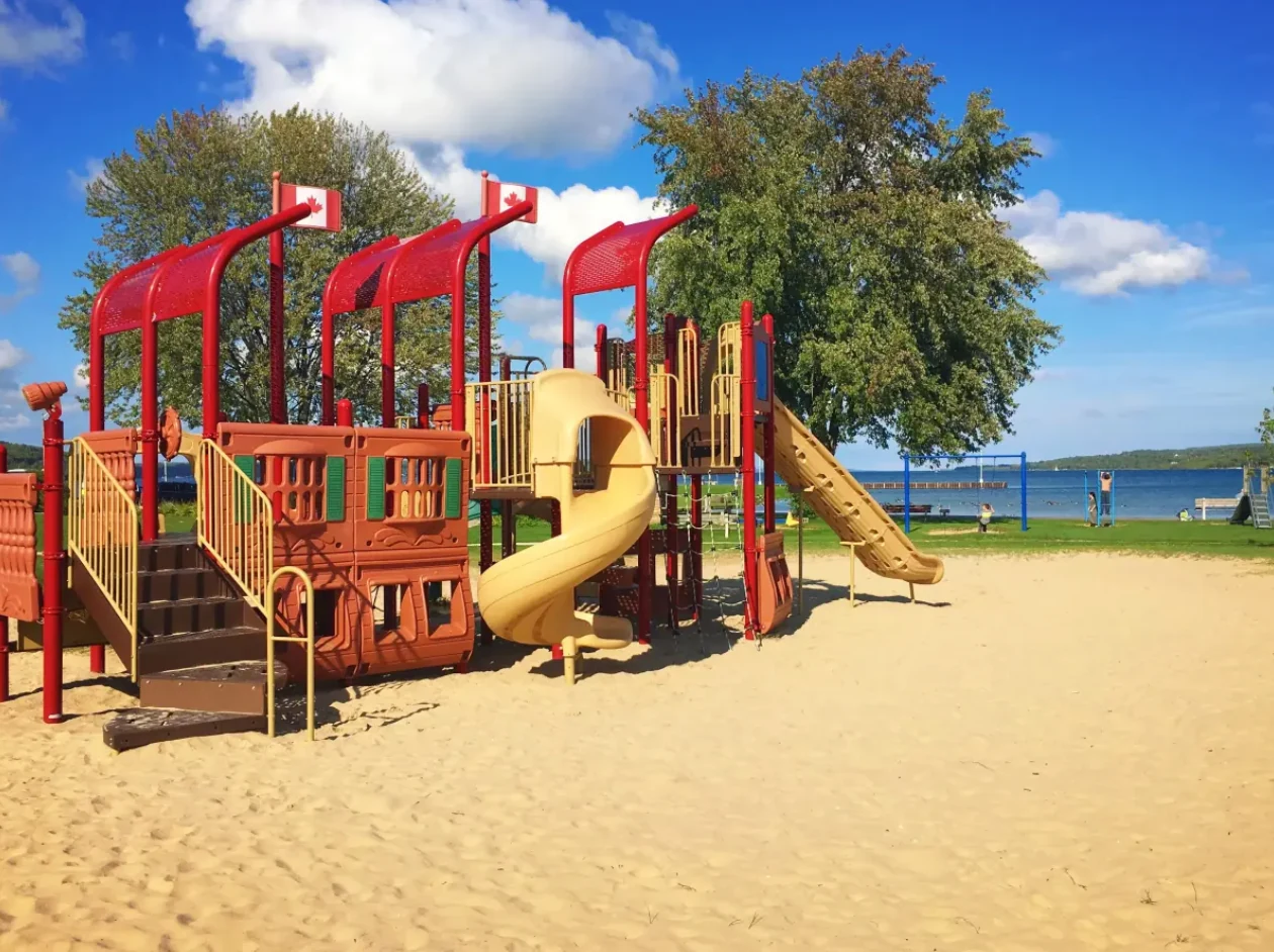 Playground near the waterfront at Bluewater Park in Wiarton